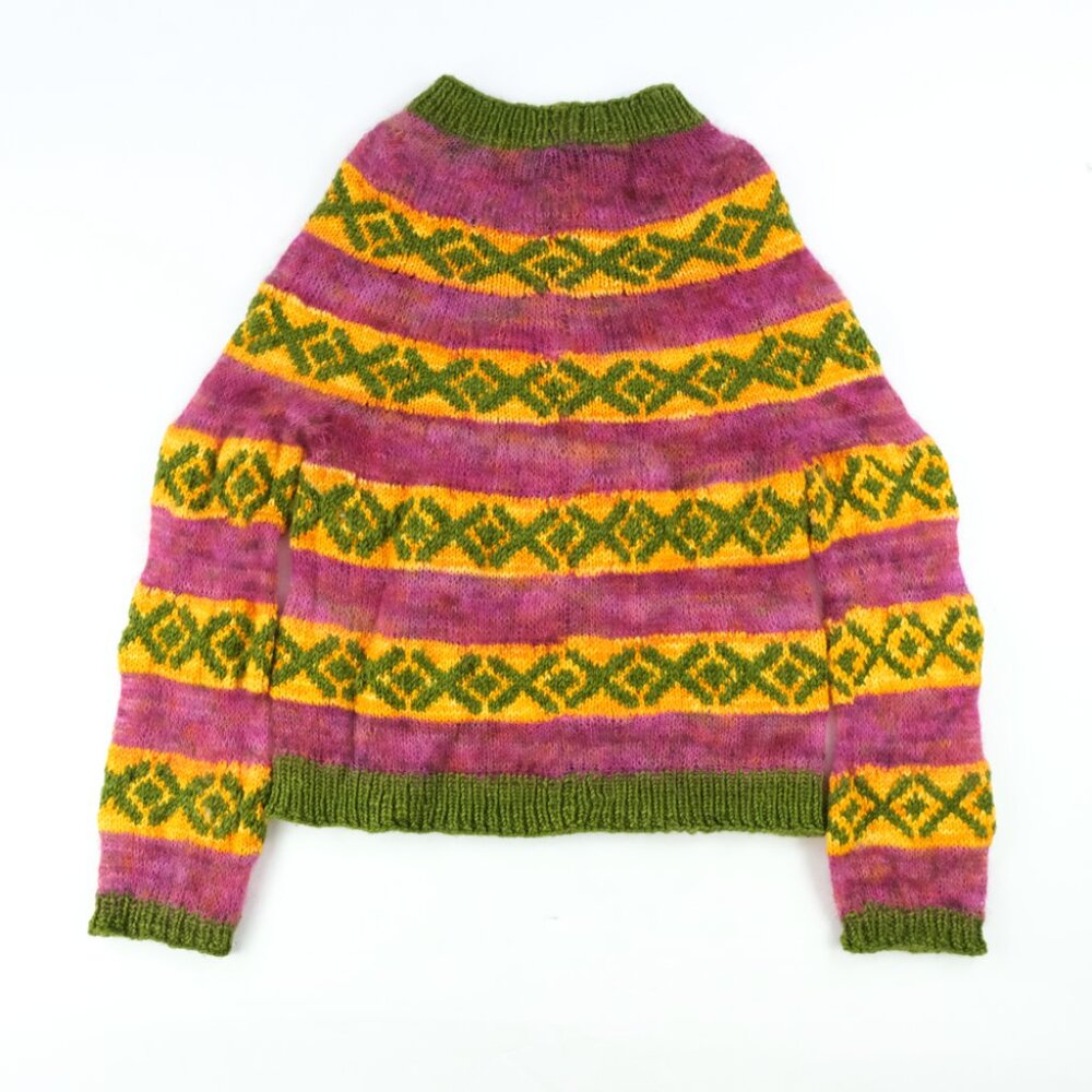 Vintage Grandma Made Baby Girl Sweater Sz. XS Womens See Thru Striped Wool RARE